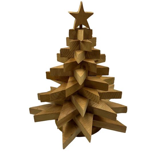 Vintage Handmade Wooden Christmas Tree Moving "Limbs" Star Topper Howard Kern - Picture 1 of 10